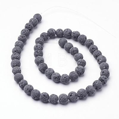 Unwaxed Natural Lava Rock Bead Strands X-G-F309-6mm-1