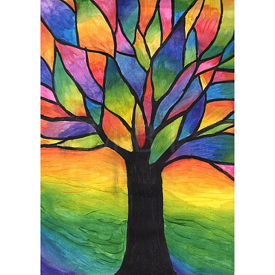 Tree Pattern DIY Diamond Painting Kits DRAW-PW0006-12-1