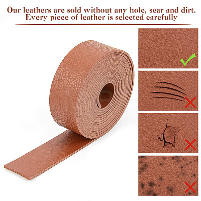 2M Flat Single Face Lychee Pattern Imitation Leather Band LC-WH0010-02A-03-1