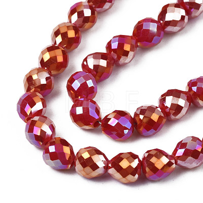 Electroplate Opaque Solid Color Glass Beads Strands EGLA-N002-26-B02-1