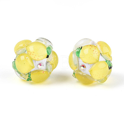Fruit Round Resin Beads RESI-T059-03L-1