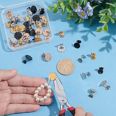 Unicraftale 48Pcs 12 Style Ion Plating(IP) 304 Stainless Steel Stud Earring Findings STAS-UN0039-36-1