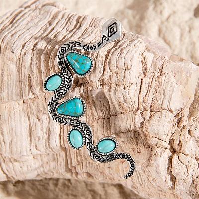 Synthetic Turquoise Snake Stud Earrings PW-WG94328-01-1