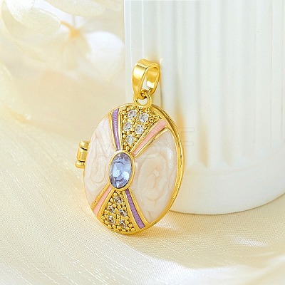 Brass Micro Pave Cubic Zirconia Locket Pendants LS-KK-F912-02G-1
