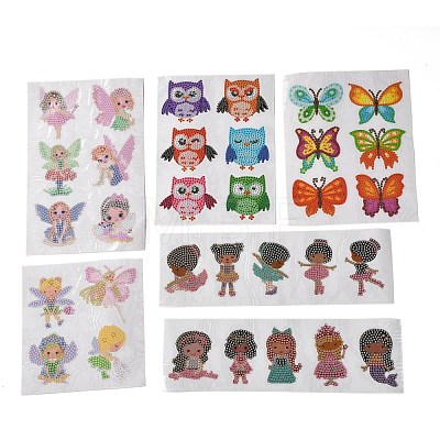 DIY Owl & Butterfly & Girl & Flower Fairy Diamond Painting Stickers Kits For Kids DIY-O016-22-1