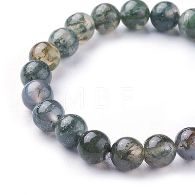 Natural Moss Agate Beads Stretch Bracelets BJEW-F380-01-B15-1