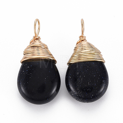 Synthetic Blue Goldstone Pendants G-S359-294F-1