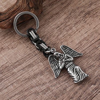 Vintage 304 Stainless Steel Angel Maria Keychains LS-MY5098-1