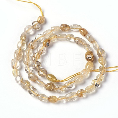 Natural Gold Rutilated Quartz Beads Strands LS-G-L493-15-1