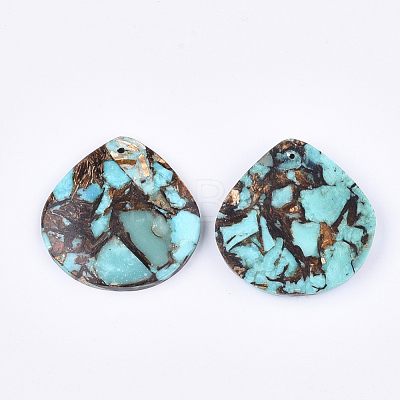 Assembled Natural Bronzite and Synthetic Turquoise Pendants G-S329-046-1