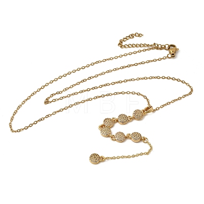 Brass Micro Pave Clear Cubic Zirconia Geometric Pendant Y Tassel Necklaces NJEW-P350-01A-G-1