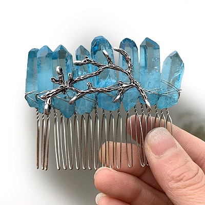 Natural Crystal Hair Combs PW-WGC6E88-12-1