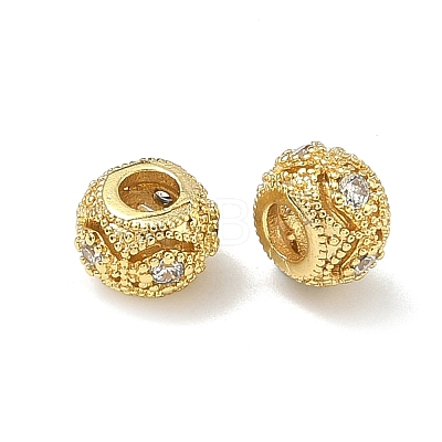 Brass Micro Pave Clear Cubic Zirconia Beads KK-G557-42G-1