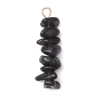 Gradient Color Natural Smoky Quartz & Natural Obsidian & Natural Labradorite Chip Beaded Pendants PALLOY-JF02795-07-1