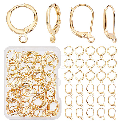 60Pcs 2 Styles Brass Leverback Earring Findings KK-CN0001-82-1