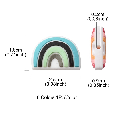 6Pcs 6 Colors Food Grade Eco-Friendly Silicone Focal Beads SIL-YW0001-04G-1