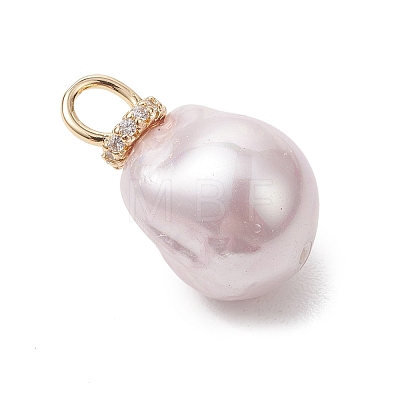 Electroplated Glass Imitation Pearl Pendants PALLOY-JF05266-02-1