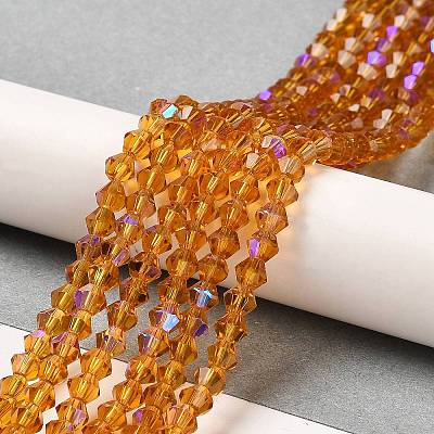 Transparent Electroplate Glass Beads Strands GLAA-F029-3mm-D28-1