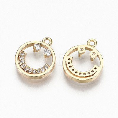 Brass Micro Pave Clear Cubic Zirconia Charms X-RJEW-T063-62G-NF-1