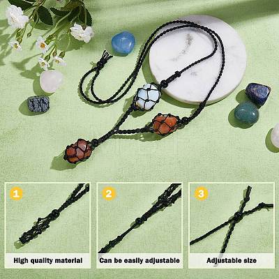 Adjustable Braided Nylon Cord Macrame Pouch Necklace Making NJEW-SW00019-02-1