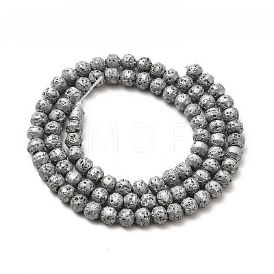 Electroplated Natural Lava Rock Beads Strands G-G984-17A-1