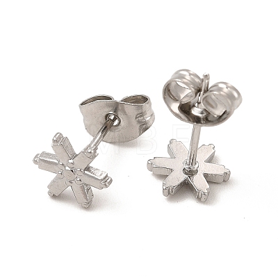 Non-Tarnish 304 Stainless Steel Snowflake Stud Earrings for Women EJEW-I281-34P-1