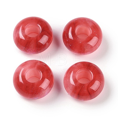 Resin European Beads with Glitter Powder RESI-F055-07-1