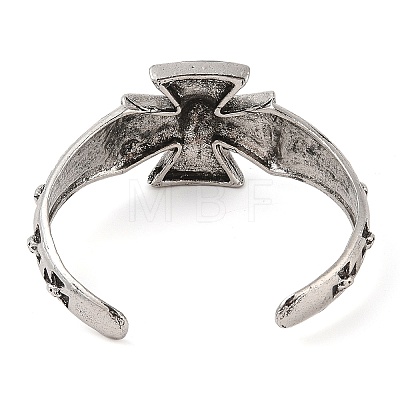 Cross with Skull Cuff Bangles BJEW-P337-06AS-1