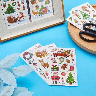 Christmas Theme Pattern Removable Temporary Water Proof Tattoos Paper Stickers AJEW-WH0347-01-1