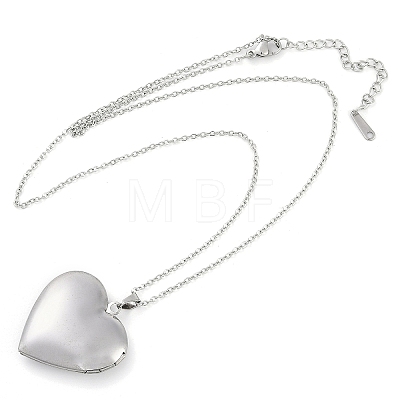 Anti-Tarnish 304 Stainless Steel Heart Locket Pendant Cable Chain Necklaces for Women LS-NJEW-M050-04E-P-1