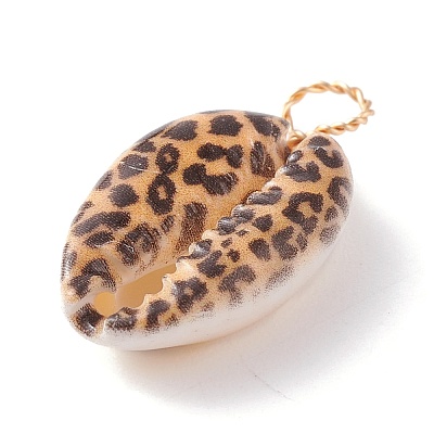 Natural Cowire Shell Pendants PALLOY-JF01163-1
