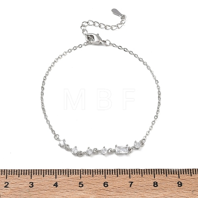 Brass Micro Pave Clear Cubic Zirconia Link Bracelets BJEW-E114-01C-P-1