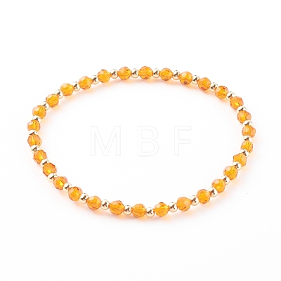 Glass & Brass Stretch Beaded Bracelets Sets BJEW-JB06149-1