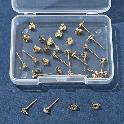 16Pcs Brass Stud Earring Findings KK-FS0001-57-1