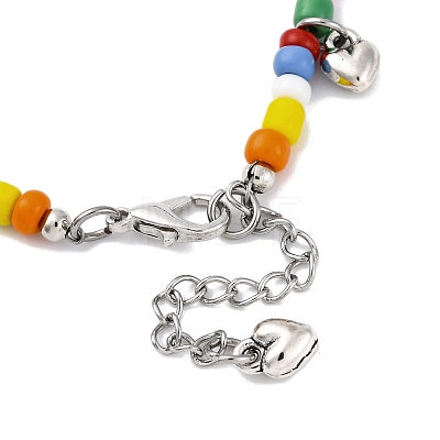 Bohemian Round Glass Seed Beaded Anklets for Women AJEW-AN00669-1