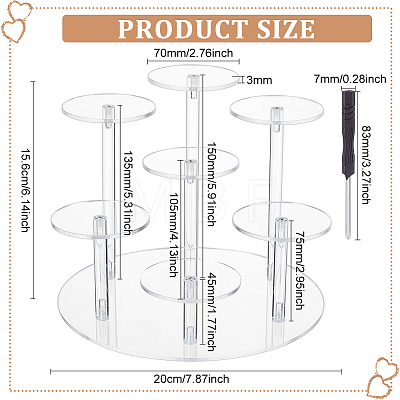 7-Tier Flat Round Acrylic Minifigures Organizer Display Risers ODIS-WH0038-44A-1