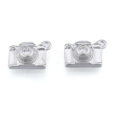 Brass Micro Pave Clear Cubic Zirconia Charms X-KK-N216-581P-1