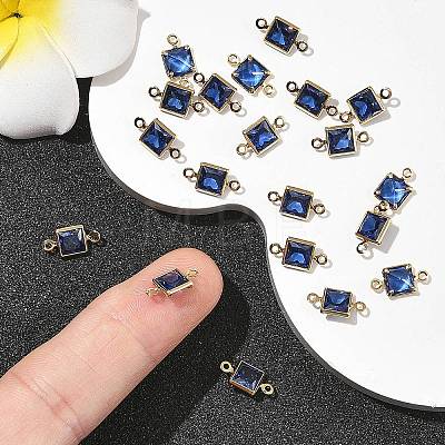 SHEGRACE Brass Pave Cubic Zirconia Square Connector Charms XGRQ2O860-440C-G-1