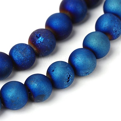 Electroplate Natural Agate Round Bead Strands G-M171-8mm-M-1