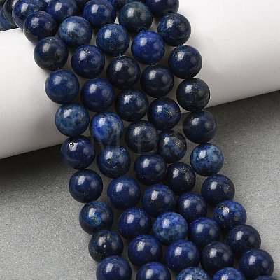 Dyed Round Natural Lapis Lazuli Beads Strands G-K081-8mm-1