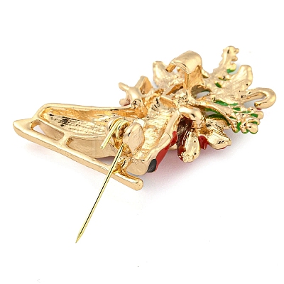 Christmas Theme Golden Zinc Alloy with Rhinestone Brooches JEWB-B018-01G-03-1