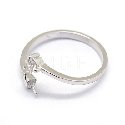 Rhodium Plated 925 Sterling Silver Finger Ring Components STER-P042-24P-1