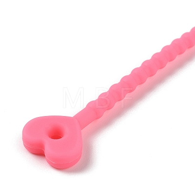 Heart Shape Silicone Cable Zip Ties AJEW-C034-02A-1