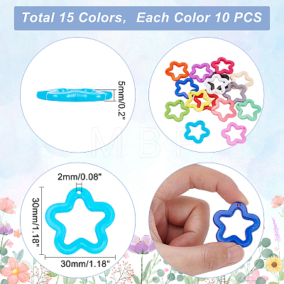   150Pcs 15 Colors Opaque Acrylic Pendants TACR-PH0001-48-1