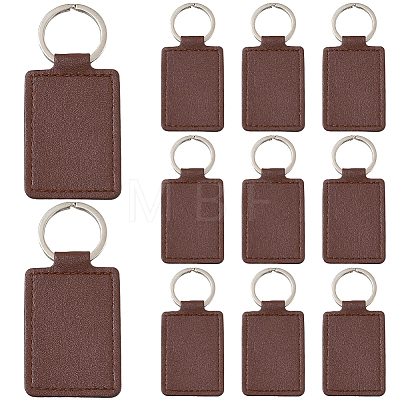 CutHollow 12Pcs Rectangle Imitation Leather Pendant Keychain KEYC-CL0001-11B-1