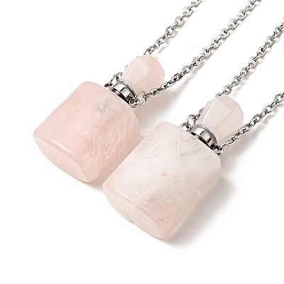 Openable Natural & Synthetic Mixed Stone Perfume Bottle Pendant Necklaces for Women NJEW-F296-01P-1