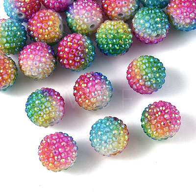 20Pcs Rainbow AB Resin Rhinestone Beads OACR-FS0002-33-1