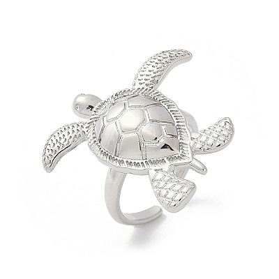 Sea Turtle Brass Cuff Rings for Women RJEW-A059-06P-1