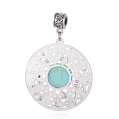 Synthetic Turquoise Big Pendants PALLOY-G124-01AS-1