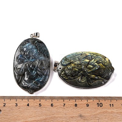 Natural Labradorite Carved Goddess Big Pendants G-B085-09P-1